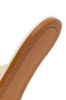 Woman Cream Toe-Post Leather Slippers | Derimod