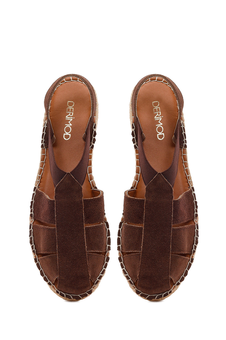 Women's Brown Suede Leather Espadrille Sandals