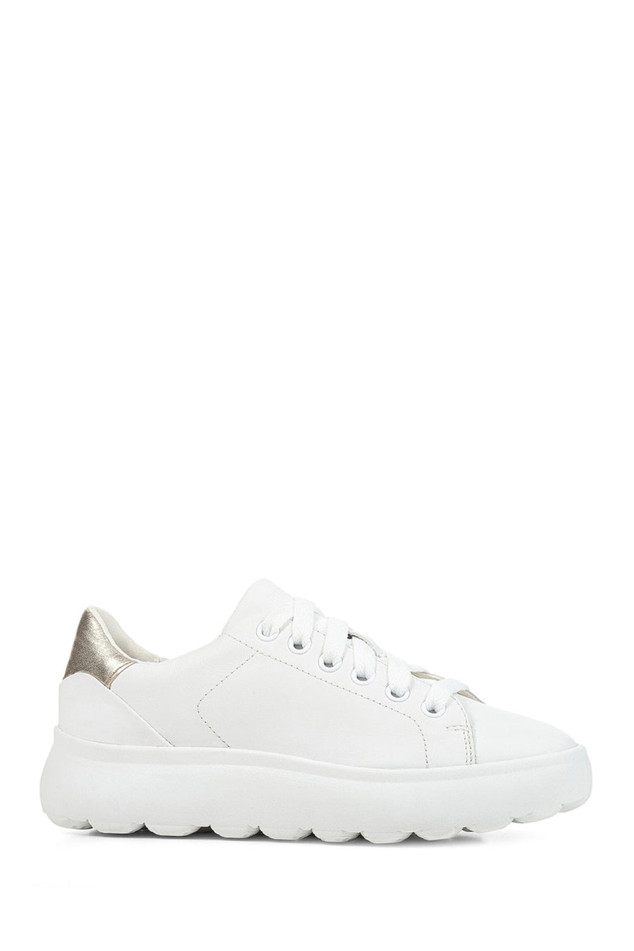 Geox Women's White Spherica Ec4.1 Leather Lace-Up Sneaker D35TCB085Y2C0232 | Derimod