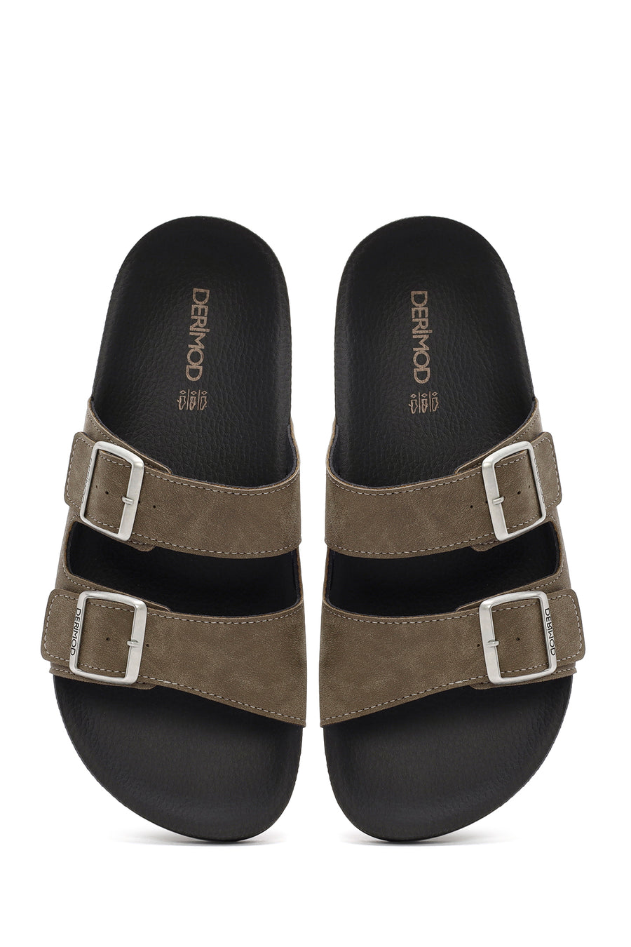 Men's Mink Double Buckle Suede Leather Slippers