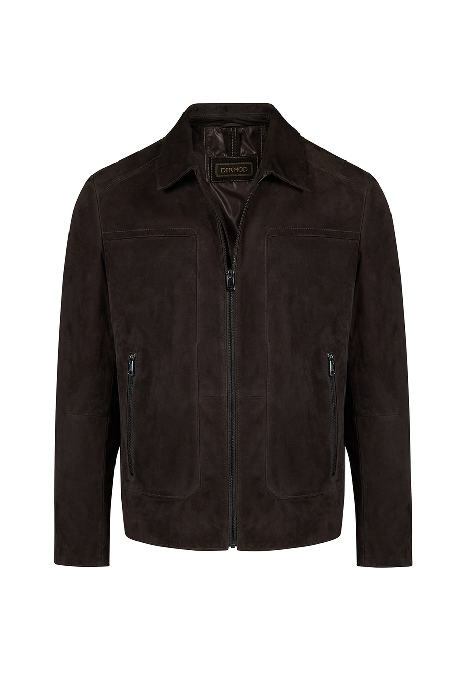 Pedri Male Brown Suede Leather Jacket