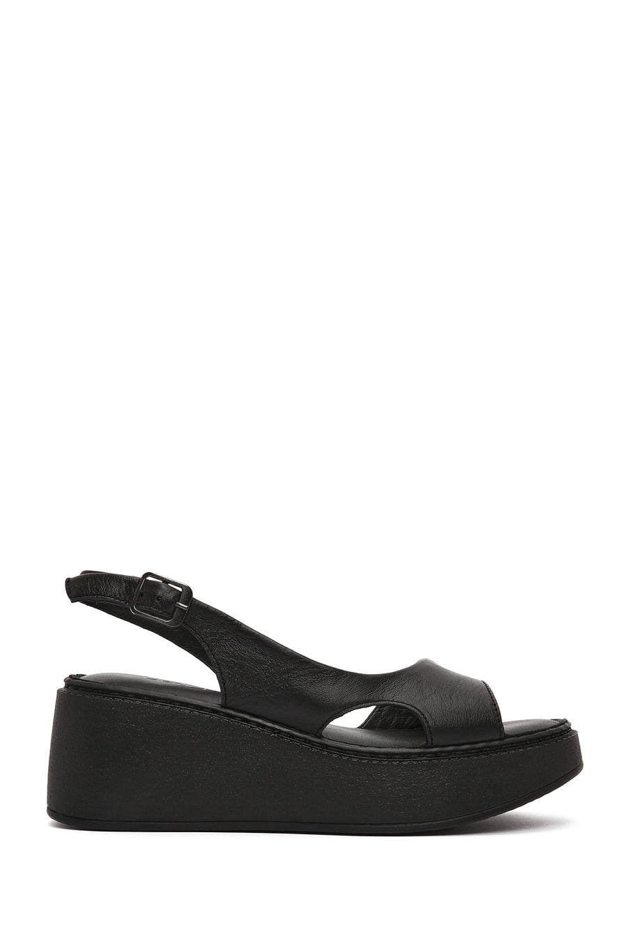 Women's Black Chunky Sole Leather Comfort Sandals 26SFD340618 | Derimod
