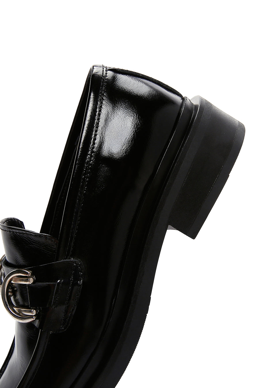 Kadın Siyah Deri Rugan Maskülen Klasik Loafer