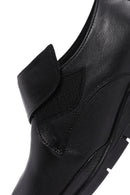 Women's Black Leather Wedge Heeled Comfort Shoes | Derimod