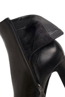 Woman Black Zip Closure Platform High Thick-Heeled Leather Boots | Derimod