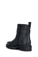 Geox Women's Black Hoara Leather Buckle Boots | Derimod