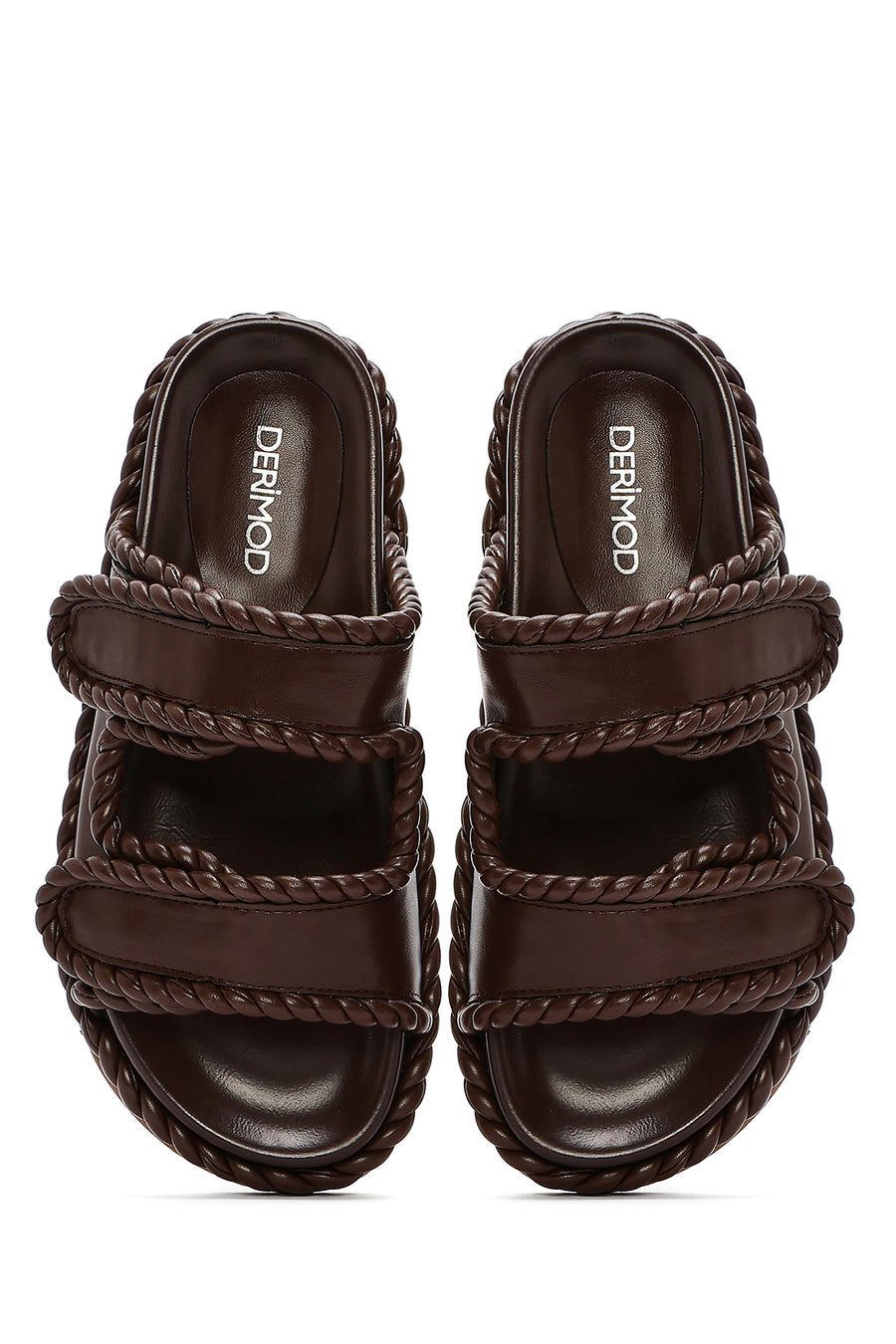 Women's Brown Strappy Slippers