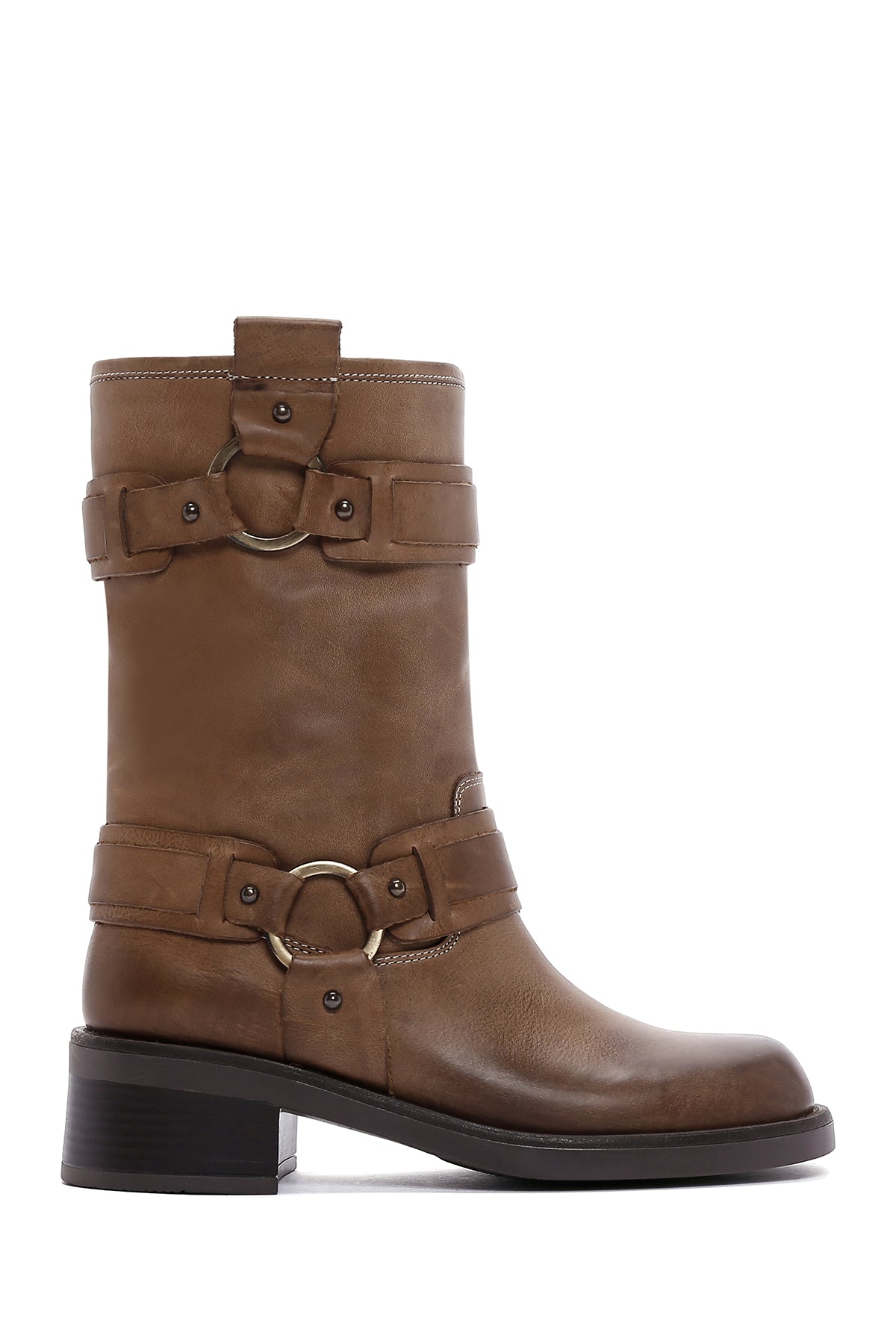 Women's Brown Leather Buckle Boots 23WFD5505V3 | Derimod