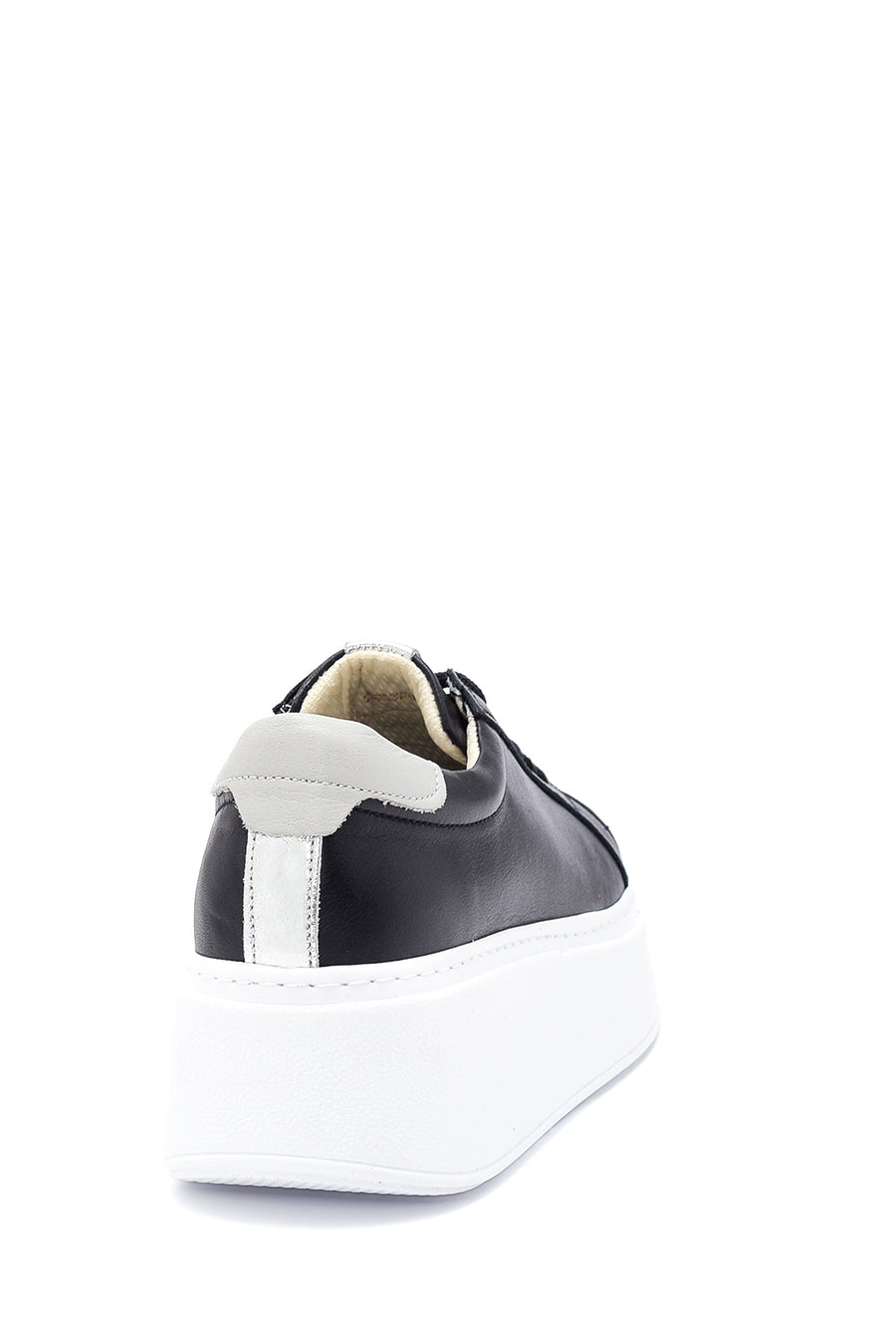 Kadın Siyah Deri Kalın Tabanlı Sneaker