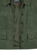 Cassandra Woman Green Slim-Fit Suede Leather Jacket | Derimod