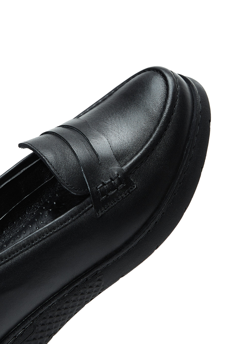 Kadın Siyah Kalın Tabanlı Deri Konfor Loafer