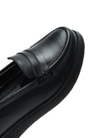 Women's Black Leather Comfort Loafer | Derimod