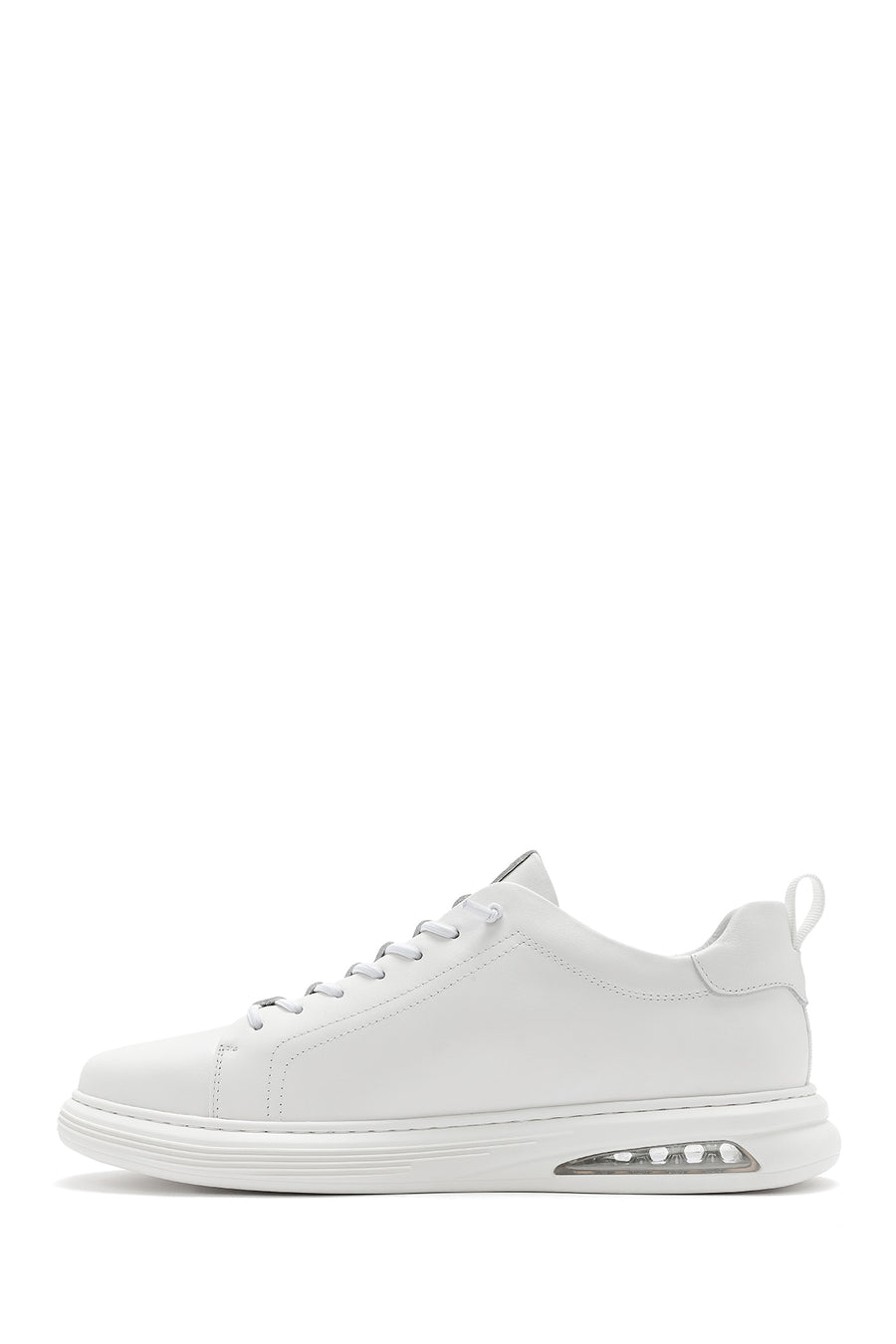Men's White Lace-up Leather Sneaker