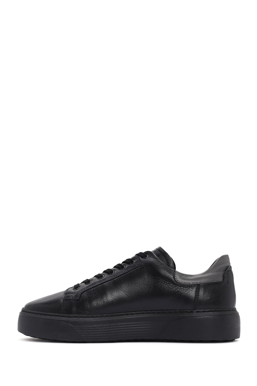 Men's Black Lace-up Leather Sneaker