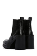 Women's Black Leather High Heeled Platform Chelsea Boots | Derimod