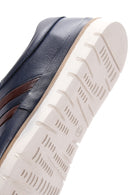 Men's Navy Blue Leather Casual Sneaker | Derimod