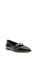 Women's Black Accessory Detailed Patent Leather Ballerinas | Derimod