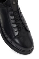 Erkek Siyah Bağcıklı Deri Sneaker | Derimod