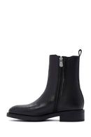 Women's Black Leather Zippered Chelsea Boots | Derimod