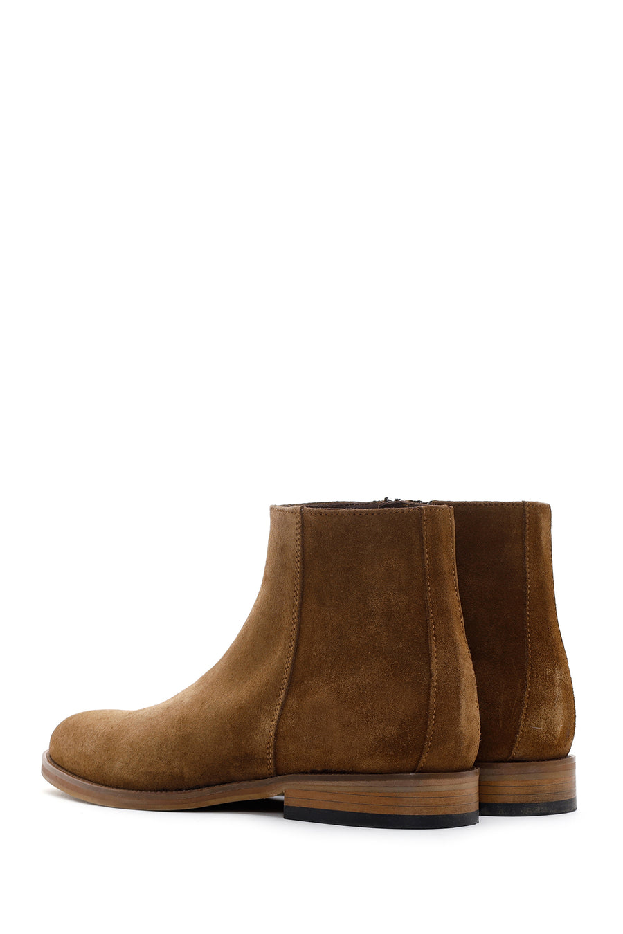 Men's Tan Suede Leather Zippered Boots