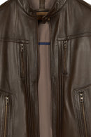 Calvin Male Mink Zip Closure Short Leather Coats | Derimod
