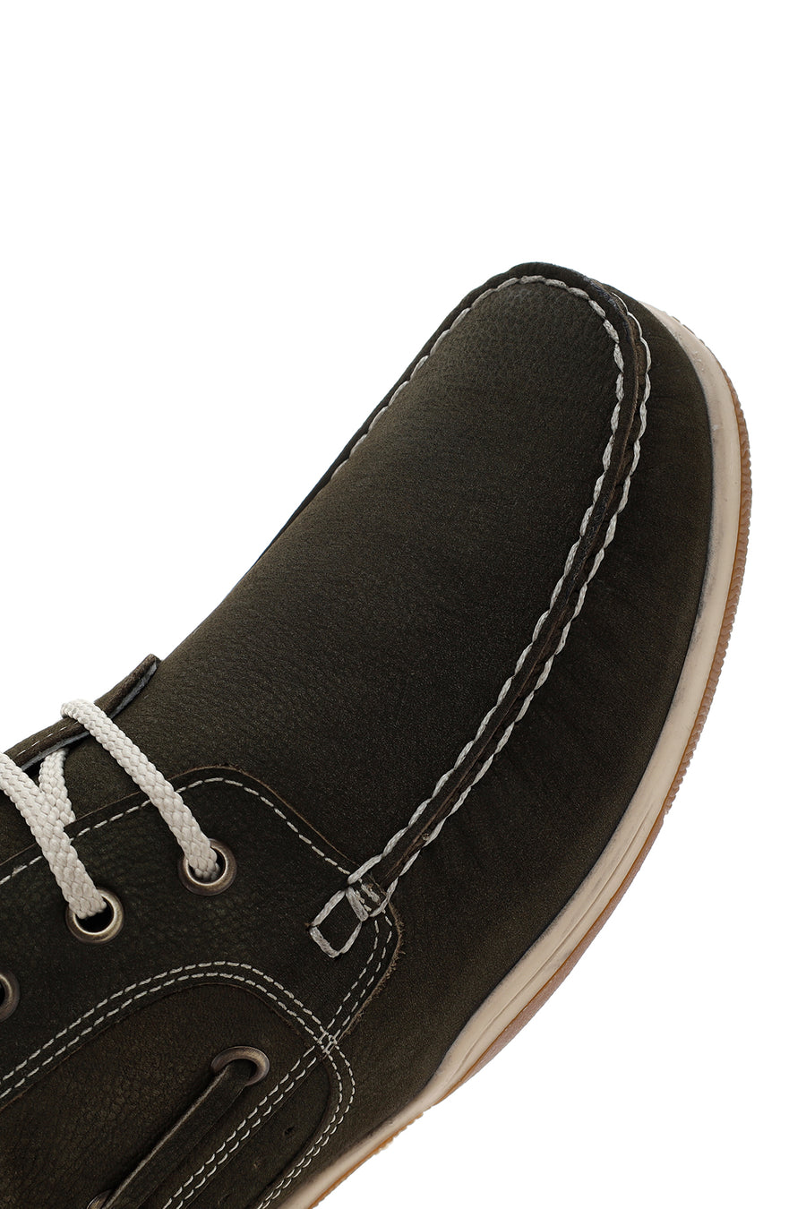 Men's Khaki Lace-Up Nubuck Leather Casual Shoes