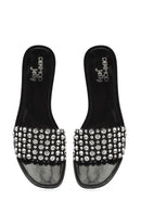 Women's Black Stone Jelly Slippers | Derimod