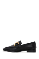 Women's Black Leather Buckle Loafer | Derimod