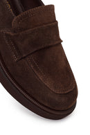 Woman Dark Mink Suede Masculine Loafer | Derimod