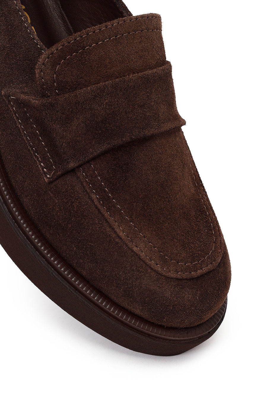 Woman Dark Mink Suede Masculine Loafer