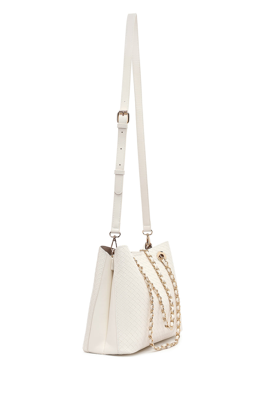 Woman Cream Long Strap Printed Shoulder Bag
