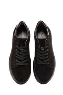 Men's Black Lace-Up Suede Leather Sneaker | Derimod