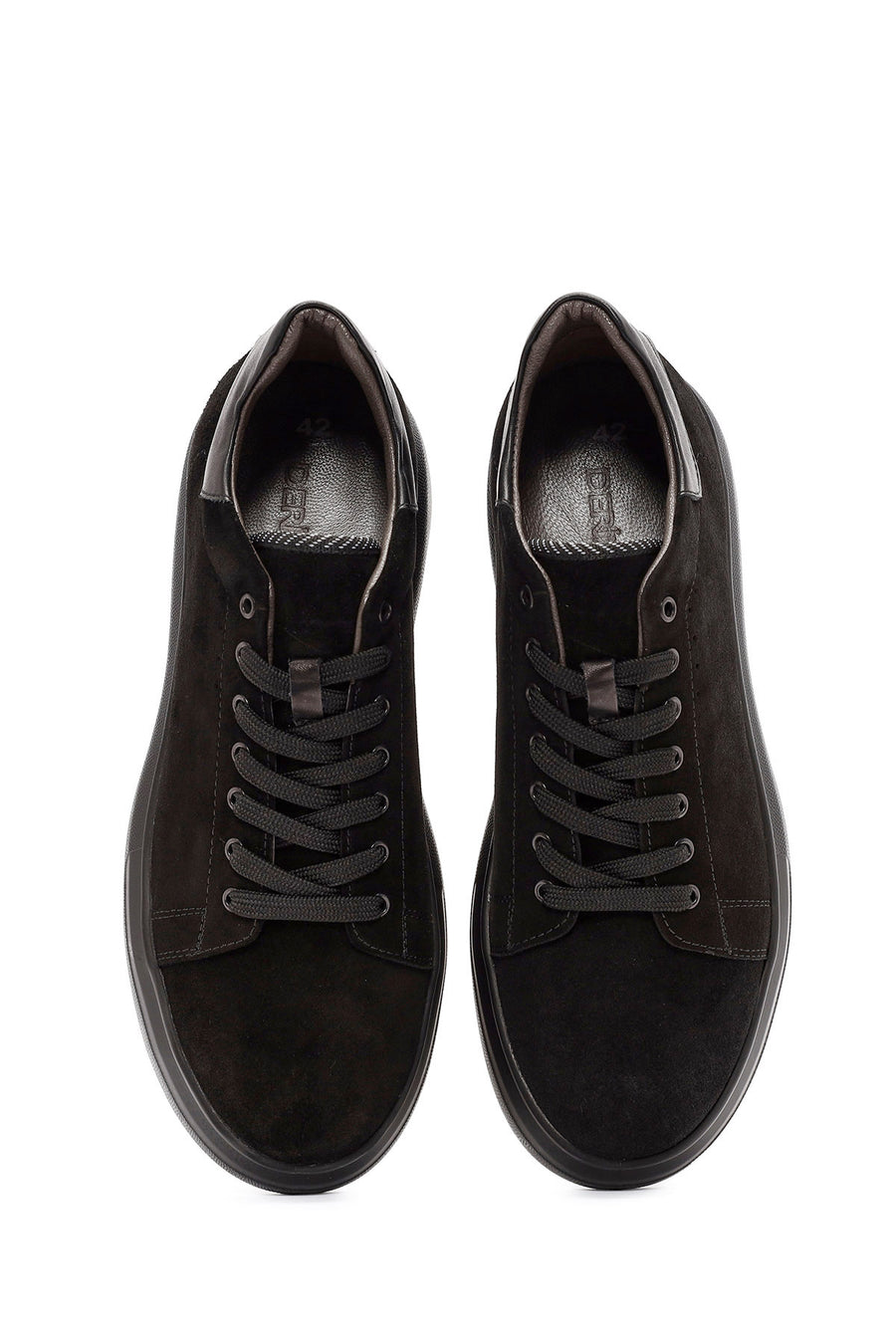 Men's Black Lace-Up Suede Leather Sneaker