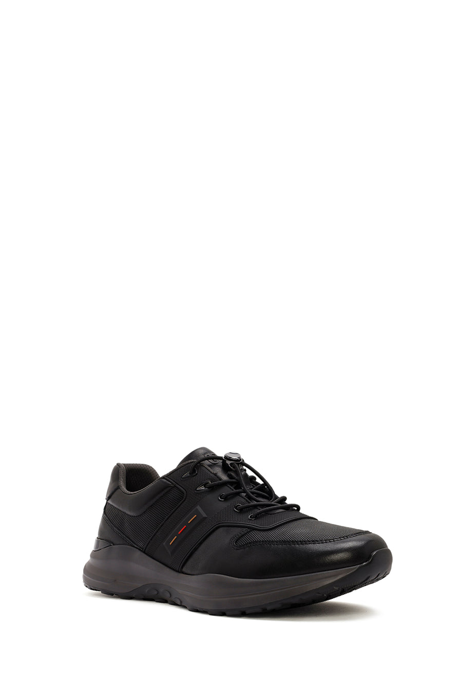 Men's Black Lace-up Leather Sneaker