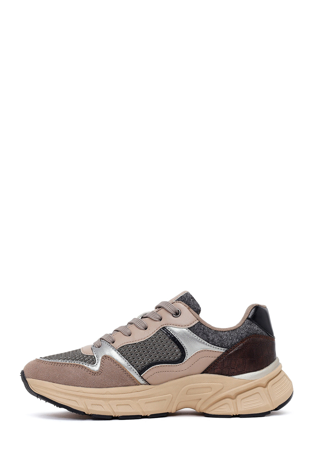 Kadın Vizon Bağcıklı Kalın Tabanlı Sneaker