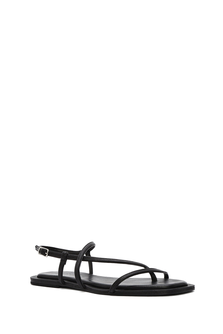 Women's Black Leather Flip-Flop Sandals