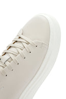 Men's White Lace-up Thick-Sole Leather Sneaker | Derimod