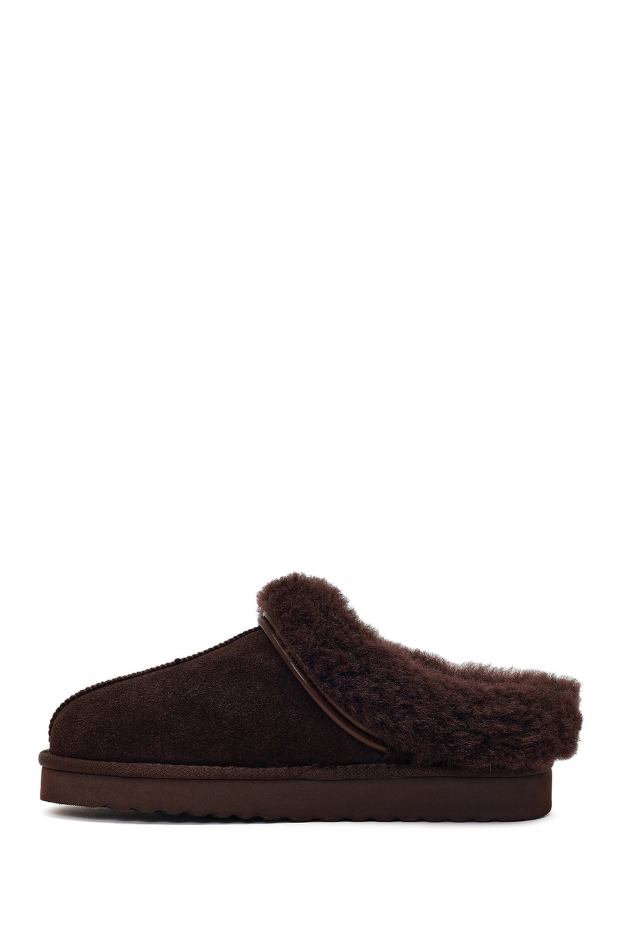 Woman Brown Stone-Embellished Suede Teddy Slipper