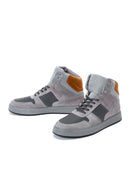 Men's Gray Leather High Top Sneaker | Derimod