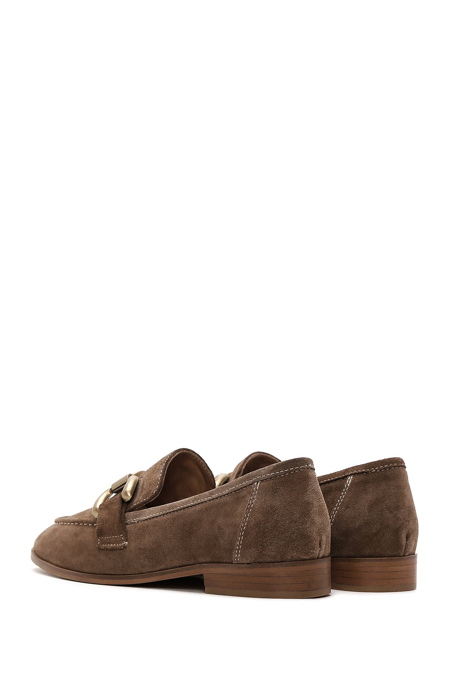Women's Brown Suede Leather Buckle Loafer