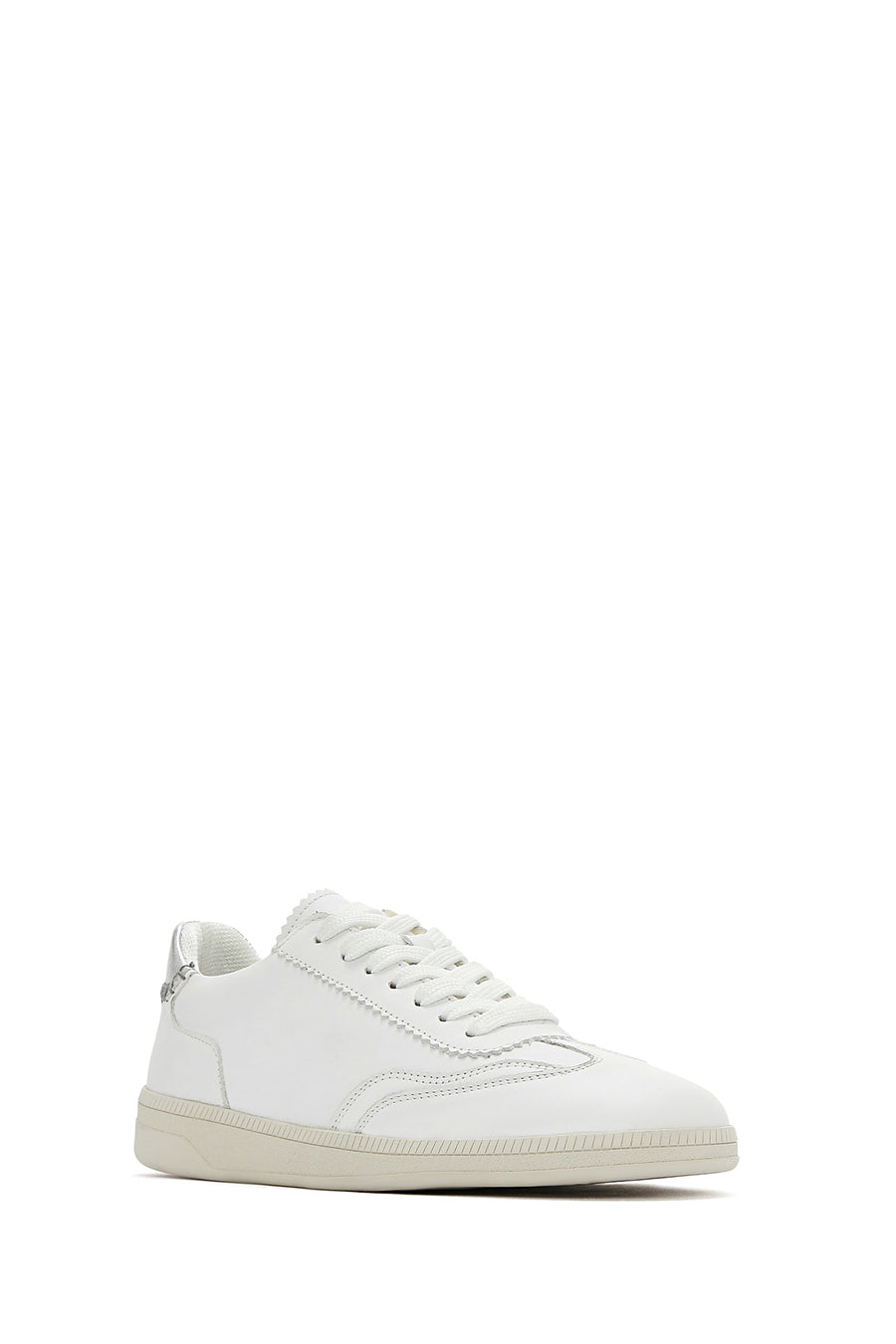 Women's White Lace-Up Leather Sneaker