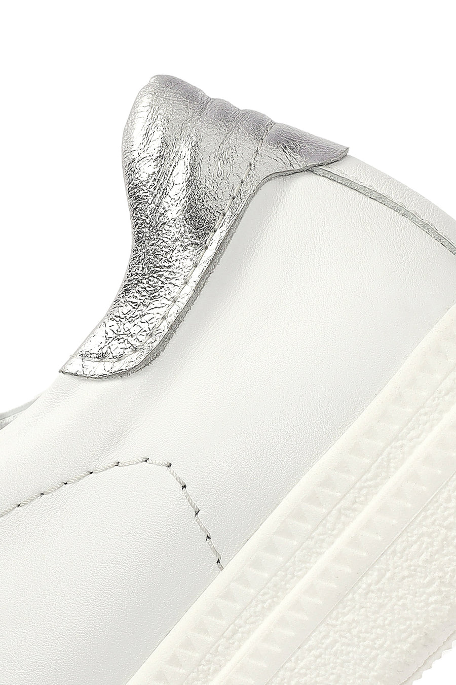 Woman White Lace-Up Leather Sneaker