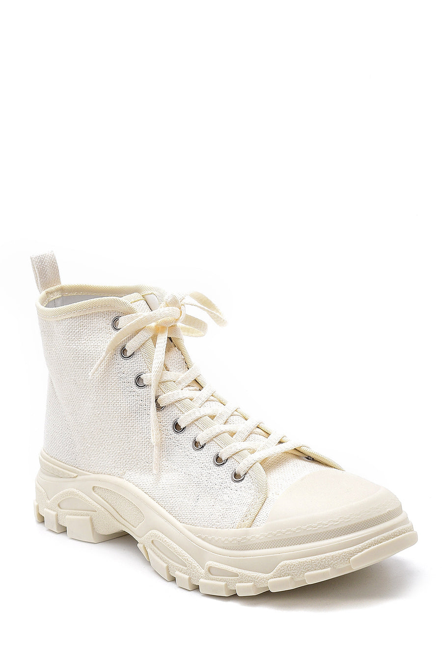 Women's White Lace-Up Boots