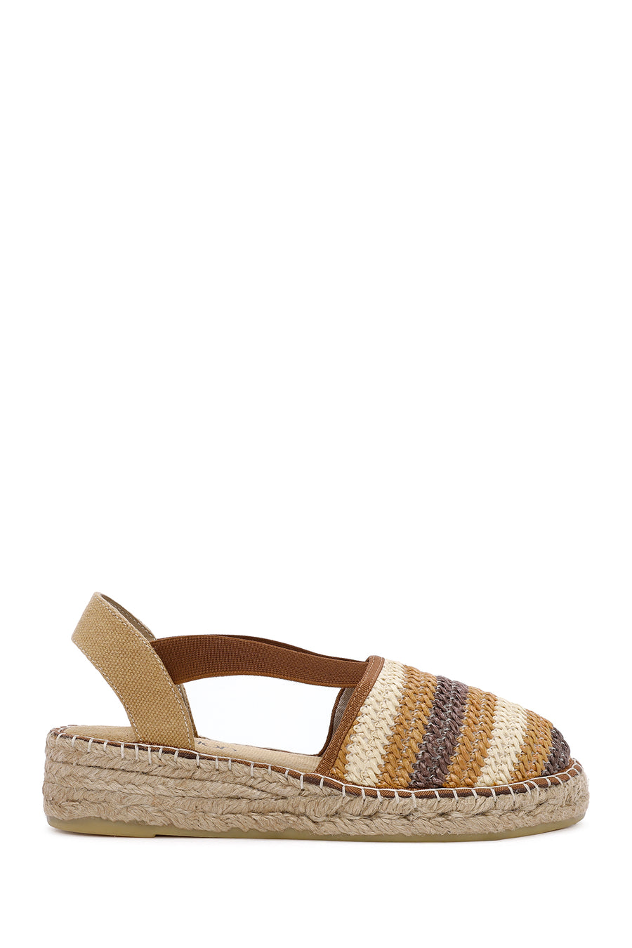 Women's Multicolored Thick-Soled Straw Espadrille Sandals 24SFD2065M7 | Derimod