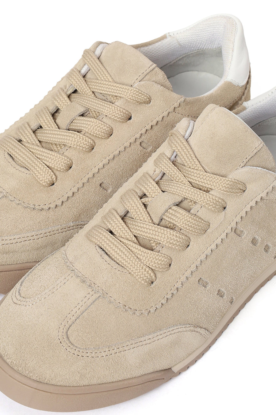 Women's Beige Lace-Up Suede Leather Sneaker
