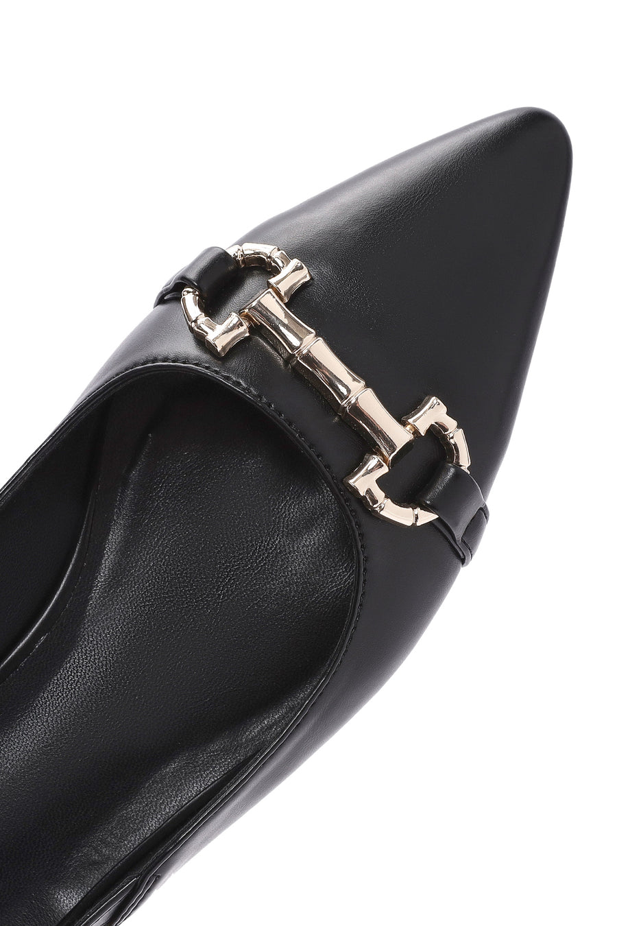 Women's Black Backless Buckle Ballet Flats