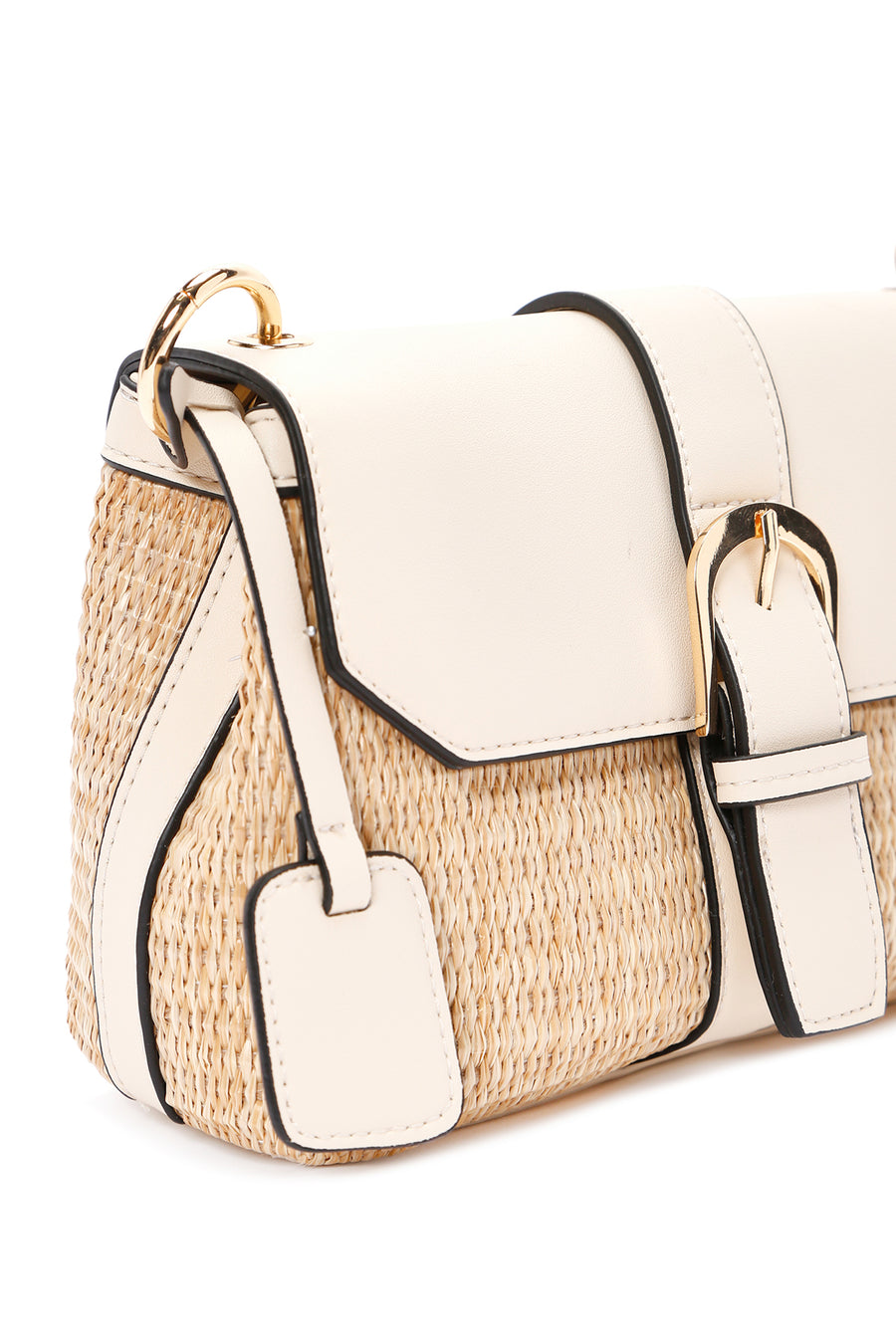 Women's White Long Straw Shoulder Bag
