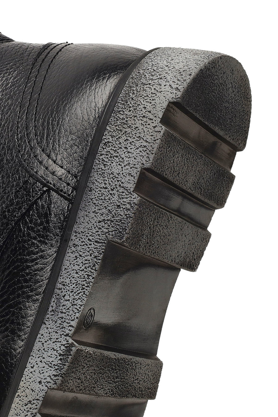 Men's Black Zippered Thick-Soled Leather Boots