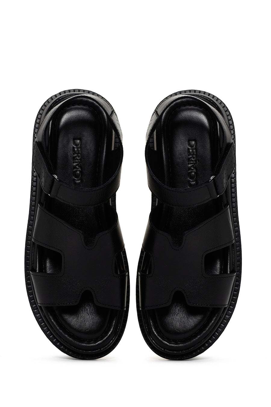 Women's Black Leather Comfort Sandals
