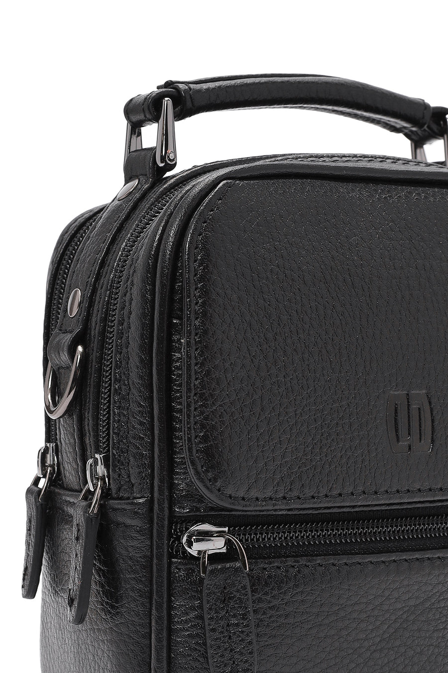Men's Black Leather Handbag